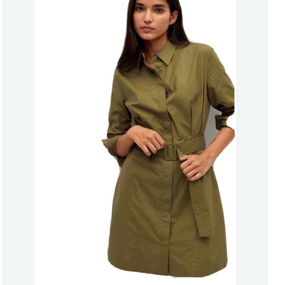 Like new Mango Olive Belted Shirt Dress Coat